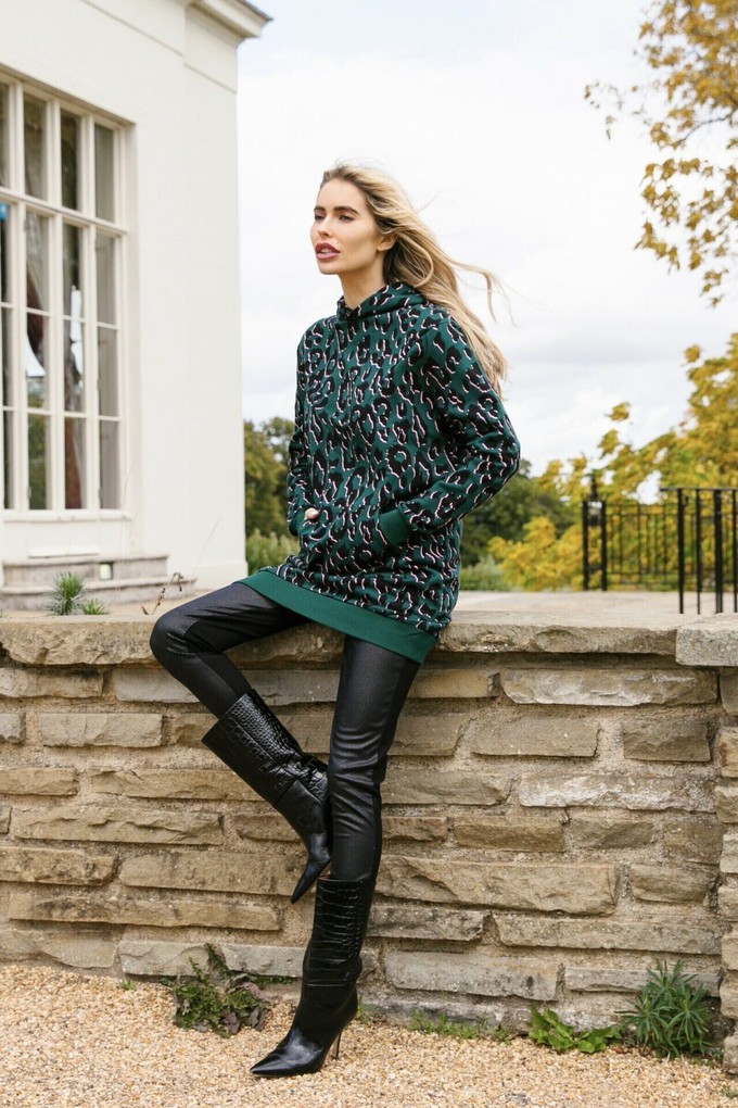 Leopard Print Maternity & Nursing Hoodie | Green from Tilbea London