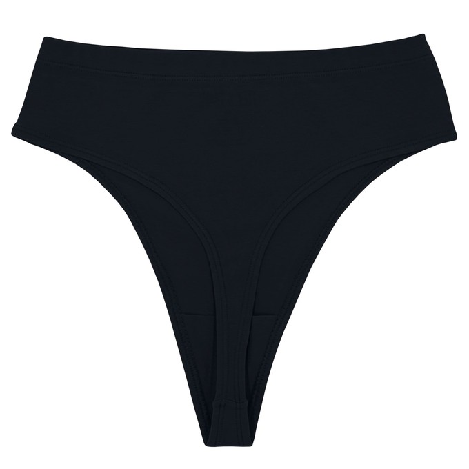 Black Supima Cotton Hi-Hip Tanga Panty from TIZZ & TONIC