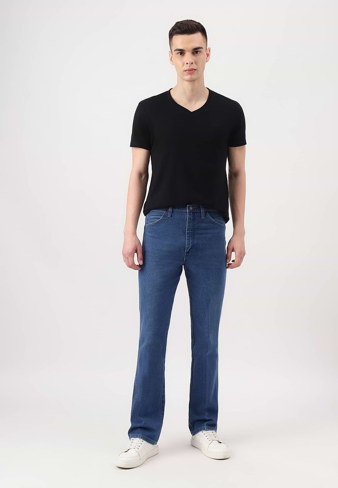 UnWaste Pledge | Hochgeschnittene Slim-Jeans in dunklem Indigoblau from Un Denim