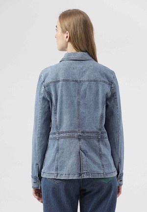 UnCrave Pledge | Lange Trucker-Jacke in Mittelindigo from Un Denim