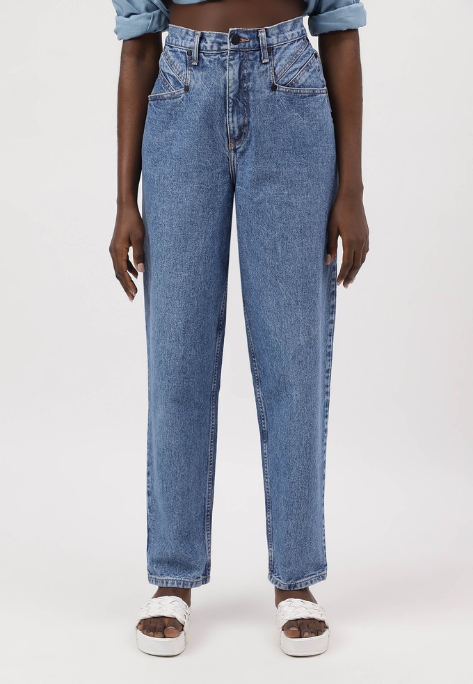 Re.Street Rebel | Hoch sitzende Baggy-Jeans in normaler Passform in Mittelindigo from Un Denim