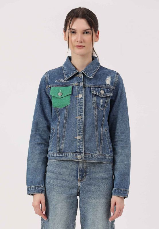 UnCrave Pledge | Mittelindigo-Truckerjacke in normaler Passform from Un Denim