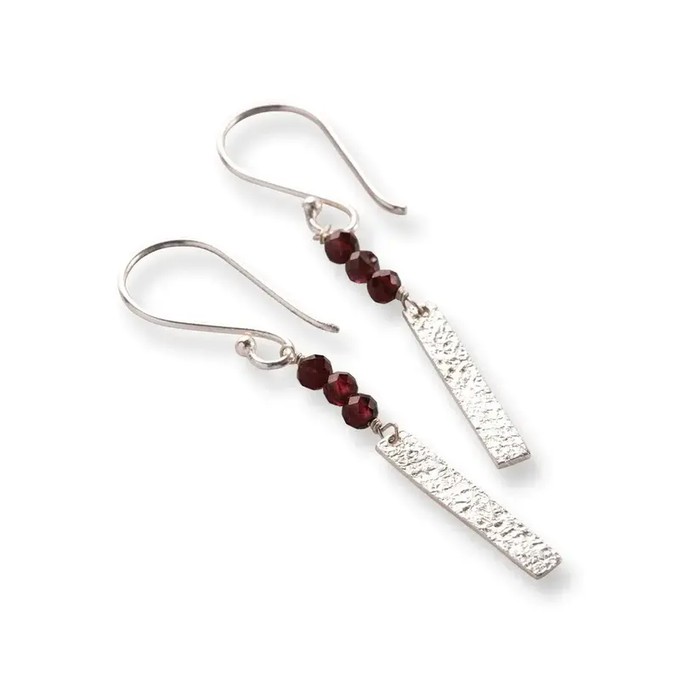 A Beautiful Story Bar Garnet Earrings Silver from UP TO DO GOOD