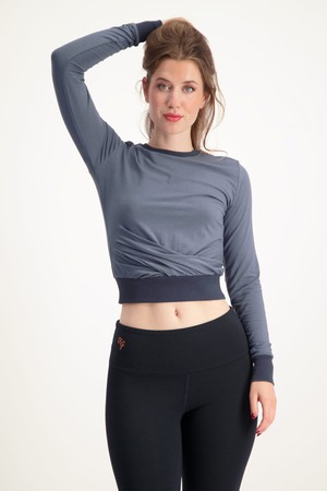 Lakshmi Longsleeve Crop Top – Slate from Urban Goddess