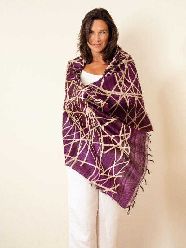 Tussar Silk Scarf Plum from Urban Medley