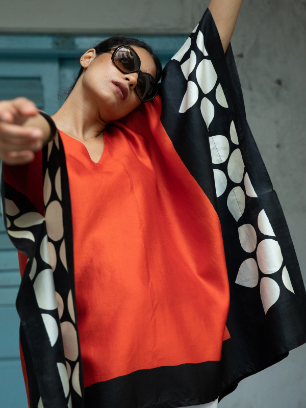 Organic Silk Kimono Top- Orange from Urban Medley