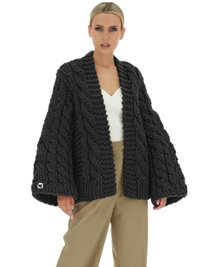 Cable Knit Cardigan - Dark Grey from Urbankissed