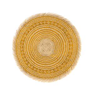 Round Placemats Natural Straw Woven Yellow & Fringe (Set x 4) from Urbankissed