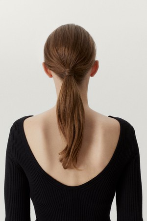 The Merino Wool Back Neckline Top - Black from Urbankissed