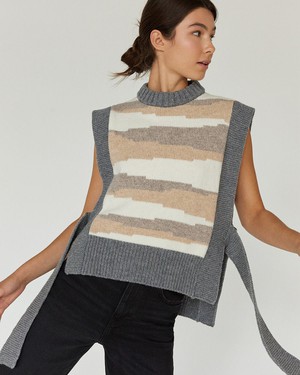 Wool Vest Women - Grey & Cream from Urbankissed