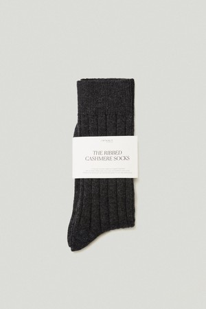 The Cashmere Ribbed Socks - Charcoal Grey from Urbankissed