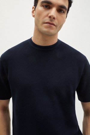 The Organic Cotton Ribbed T-shirt - Deep Blue from Urbankissed