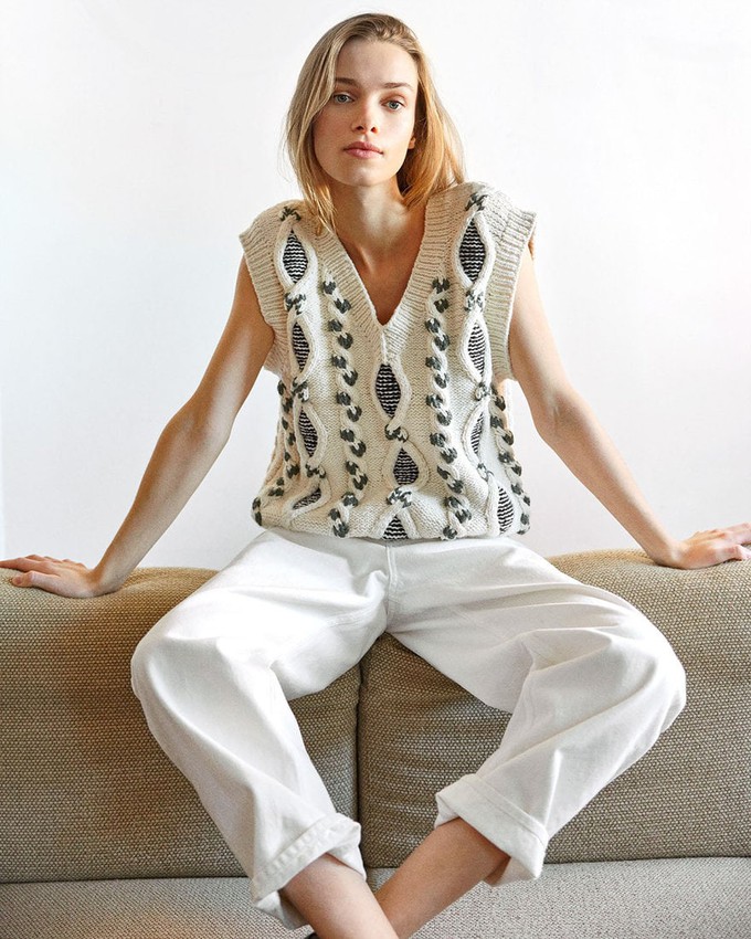 Alpaca Wool Vest Women - White - V-Neck from Urbankissed