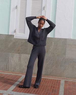 Rib Lounge: Charcoal Merino Wool Pants from Urbankissed