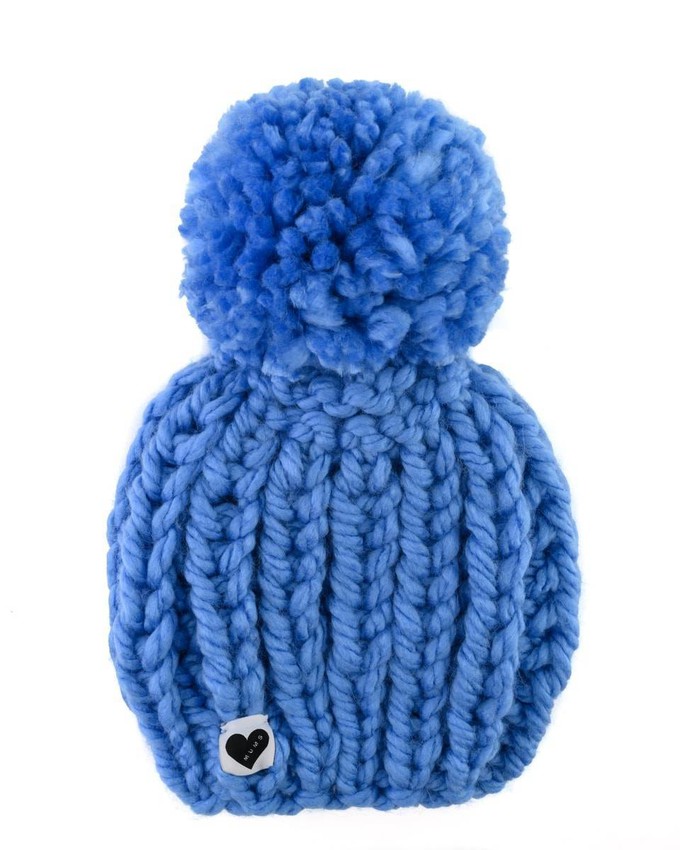 Ribbed PomPom Beanie - Blue from Urbankissed