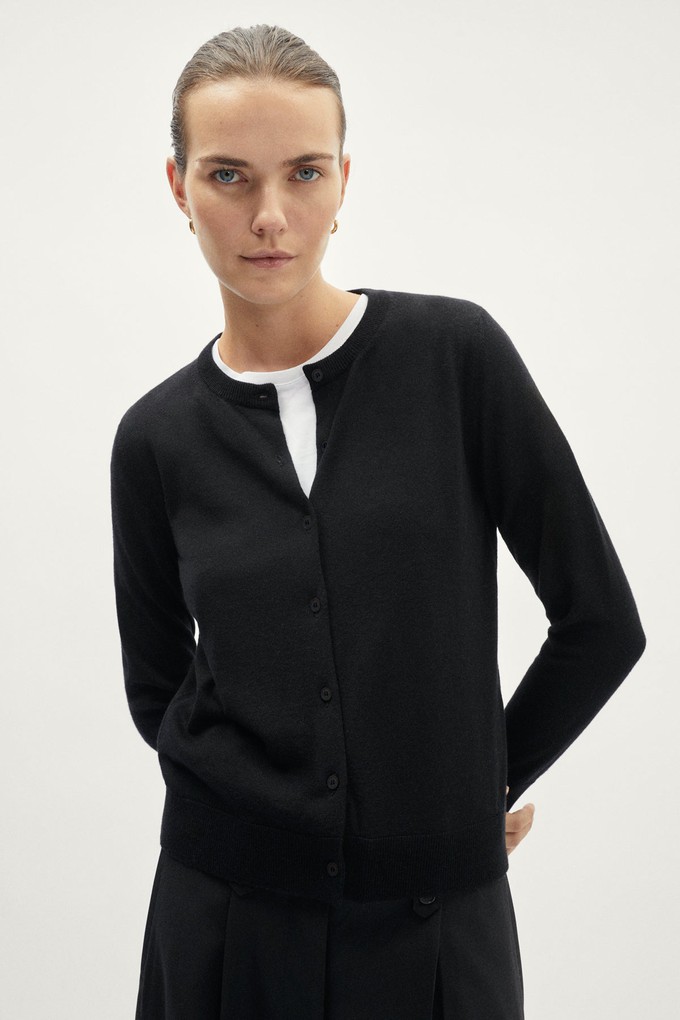 The Ultrasoft Wool Crewneck Cardigan - Black from Urbankissed