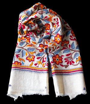 Nakshi Kantha sjaal Bloemen Roodbruin from Via India