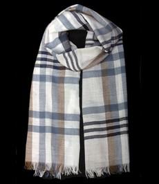 Scarf organic cotton, white with black-grey-brown check via Via India