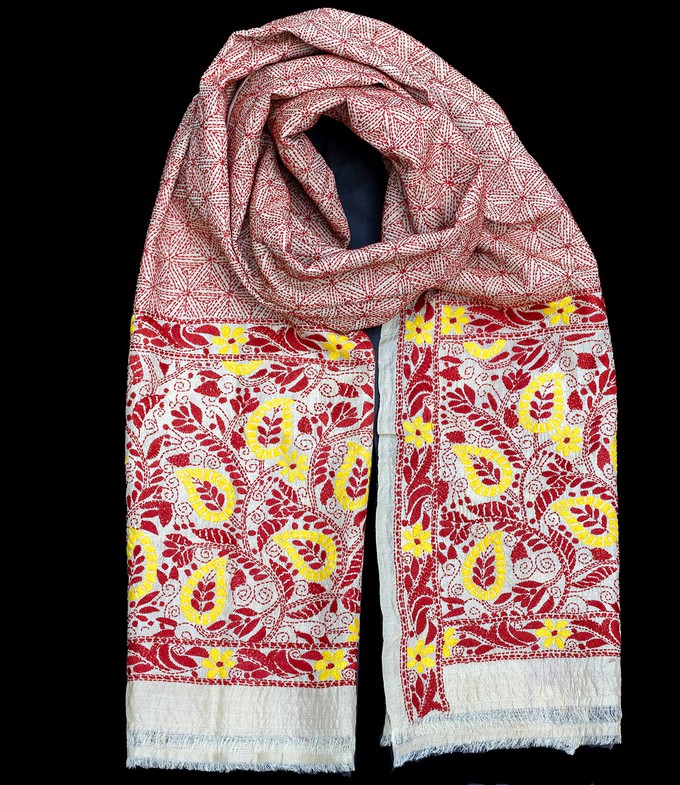 Nakshi Kantha shawl Lilac Delight from Via India