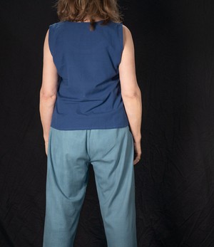 Cotton trousers in two shades of indigo available from Via India