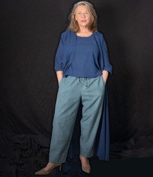 Cotton trousers in two shades of indigo available from Via India