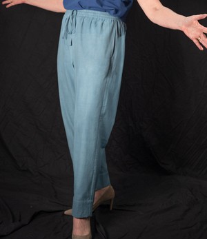 Cotton trousers in two shades of indigo available from Via India