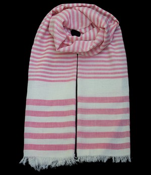 Scarf organic cotton, white with black-grey-brown check from Via India