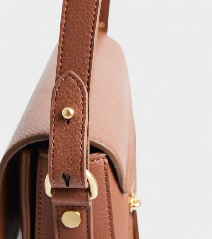 Margot Vegan Bio-Based Bamboo Leather Crossbody in Brown from Votch