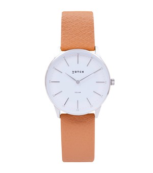 Silver & Tan Watch | Solar Classic from Votch