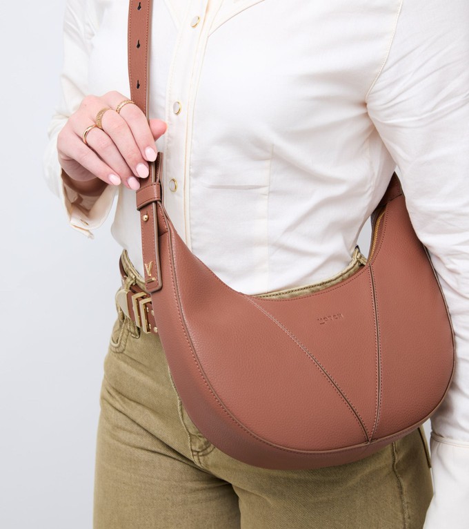 River Vegan Bio-Based Bamboo Leather Hobo Bag in Brown from Votch