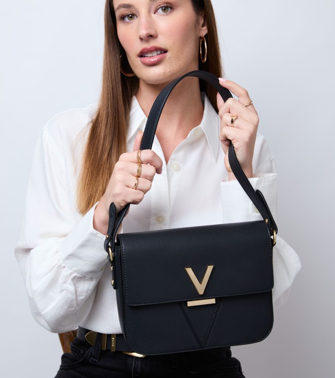 Margot Vegan Bio-Based Bamboo Leather Crossbody in Black from Votch