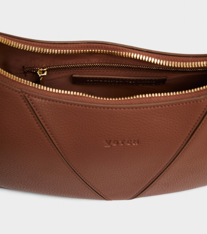 River Vegan Bio-Based Bamboo Leather Hobo Bag in Brown from Votch