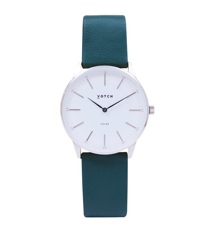 Silver & Forest Green Watch | Solar Classic from Votch