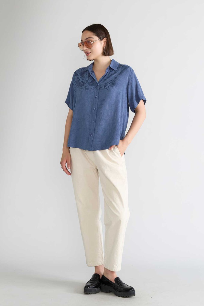 zen indigo Better-Than-Silk Shirt from Yahmo