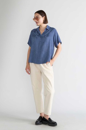 zen indigo Better-Than-Silk Shirt from Yahmo