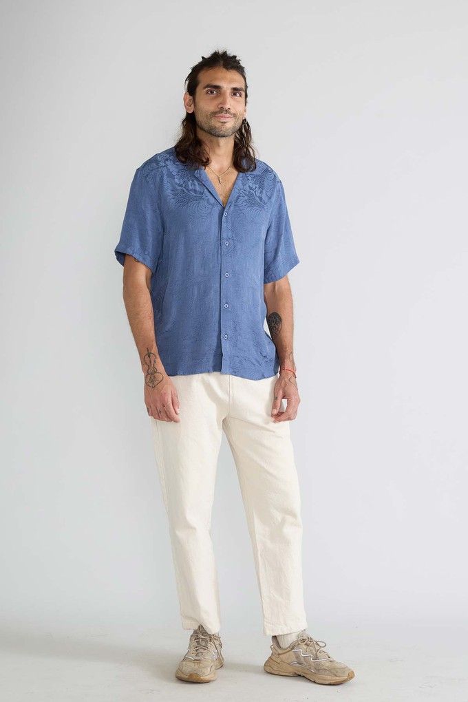 zen indigo Better-Than-Silk Bowling Shirt from Yahmo