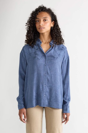 zen indigo Better-Than-Silk Shirt from Yahmo