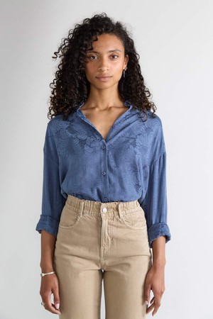 zen indigo Better-Than-Silk Shirt from Yahmo