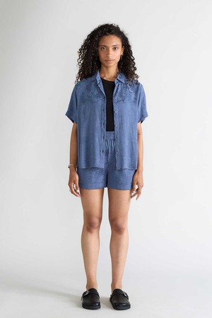 zen indigo Better-Than-Silk Shirt from Yahmo